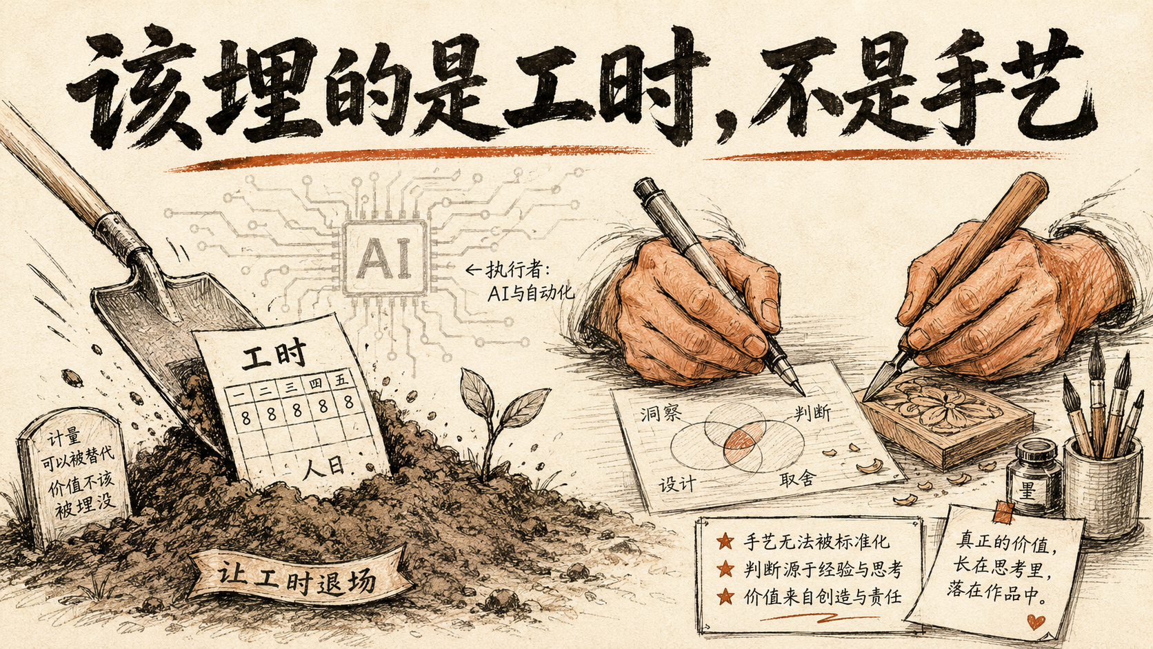 该埋的是工时，不是手艺