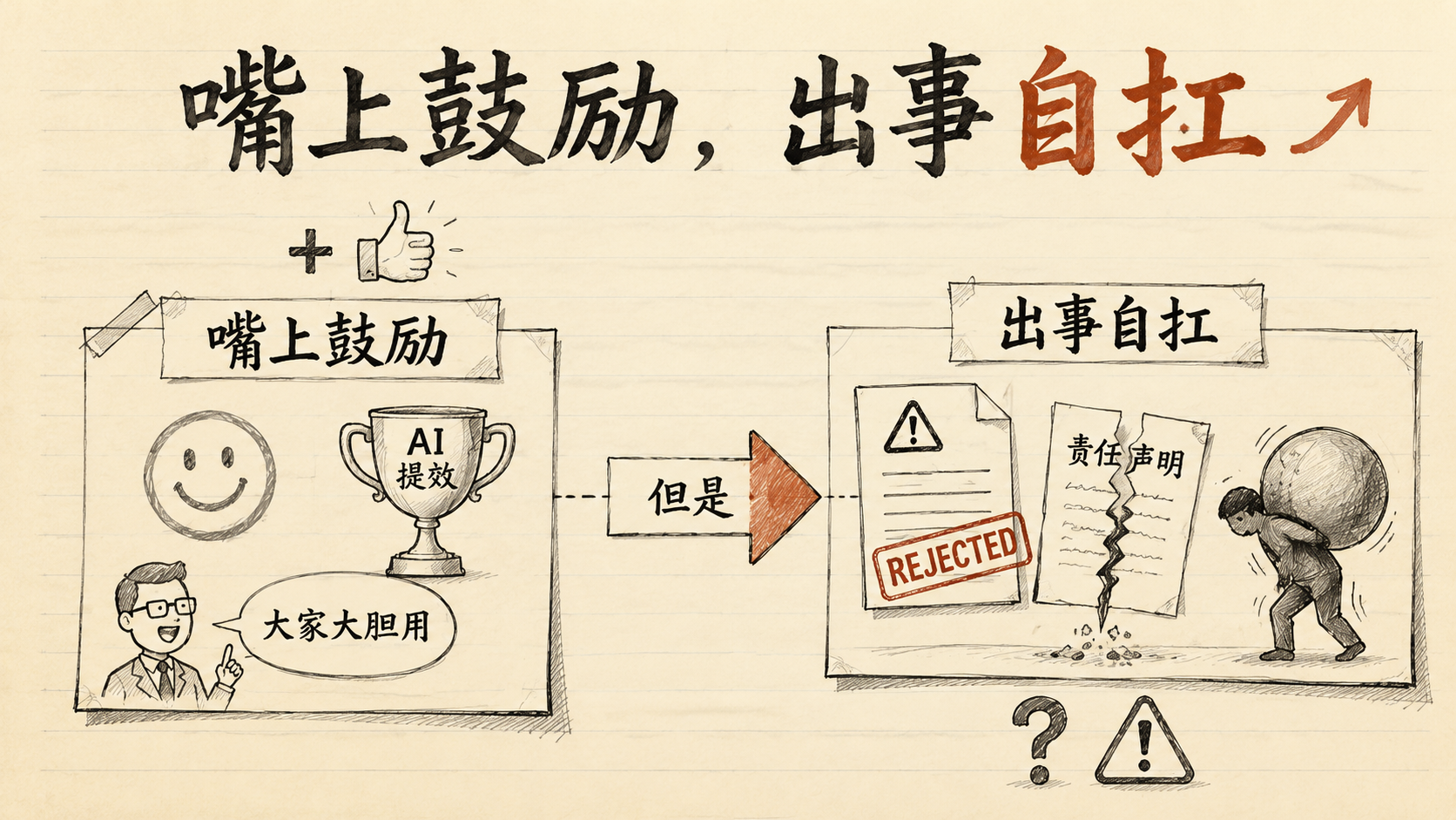 嘴上鼓励，出事自扛